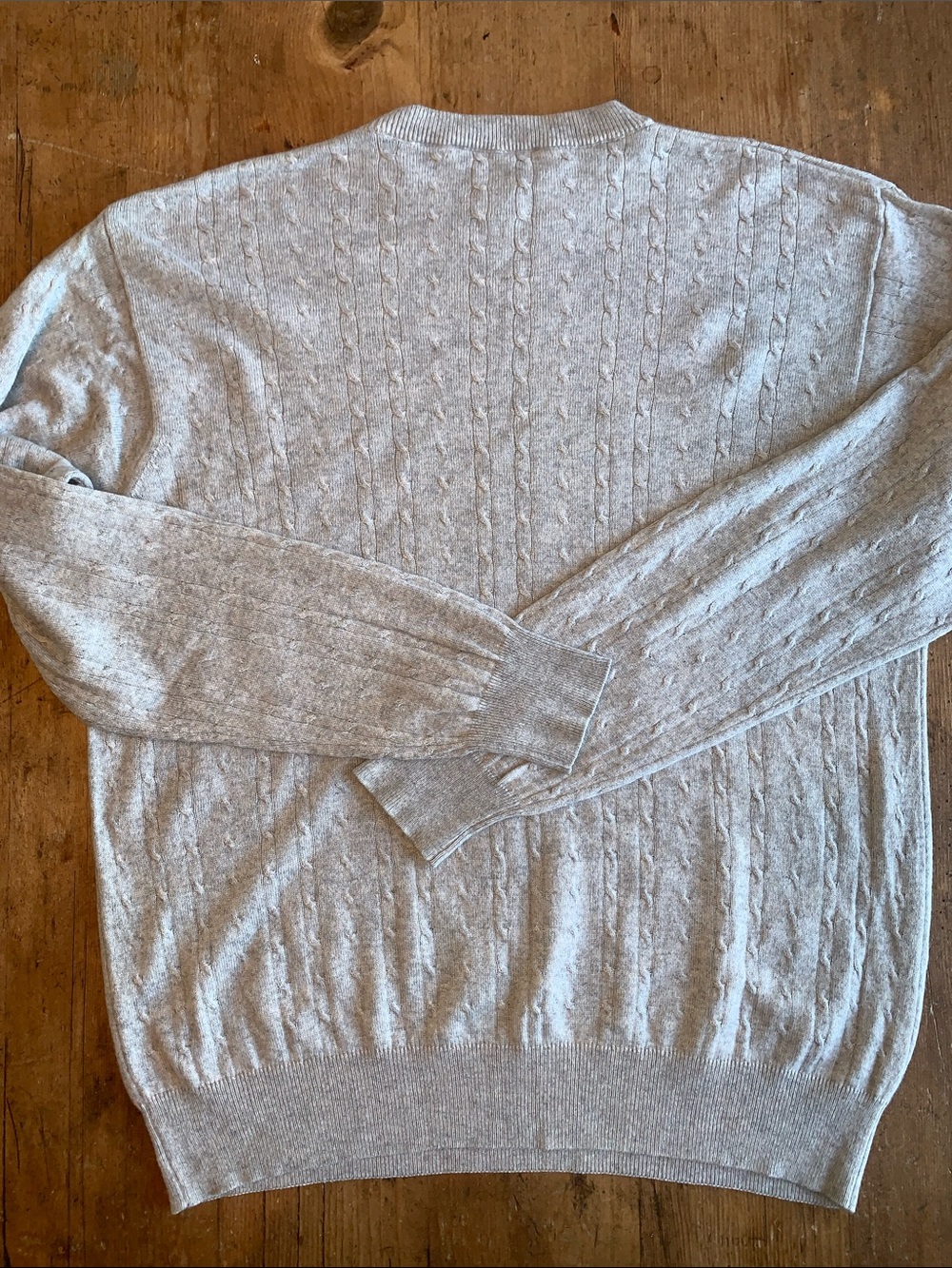 I Levrieri Italian Cashmere Silk Light Gray Cable-Knit Crewneck Sweater - Picture 13 of 16